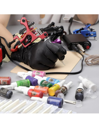 Kit Completo de Tatuaje Hawink 4 Máquinas 14 Tintas y Agujas