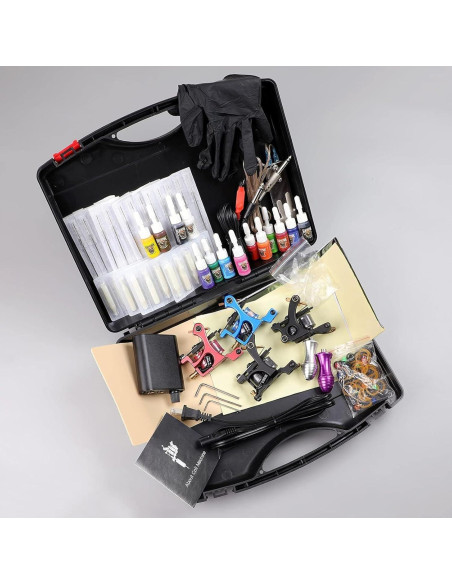 Kit Completo de Tatuaje Hawink 4 Máquinas 14 Tintas y Agujas