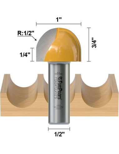 Fresa de Caja Central Fivepears 1" Diámetro 3/4" Longitud para Carpintería