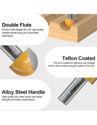 Fresa de Caja Central Fivepears 1" Diámetro 3/4" Longitud para Carpintería