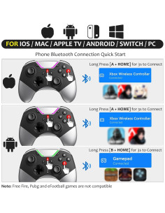 Controlador Bluetooth Aghi Inalámbrico para Switch y PC - Negro 2