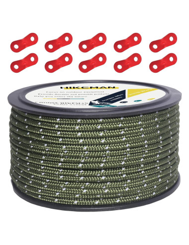 Cuerda Reflectante de Nylon HIKEMAN 50m 3mm Verde Militar