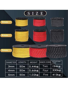 Cuerda Reflectante de Nylon HIKEMAN 50m 3mm Verde Militar 2