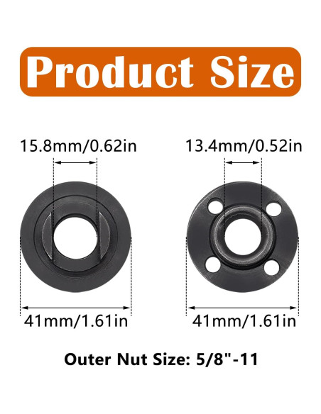4 Piezas Tuercas de Amoladora Aienxn 5/8"-11 Acero al Carbono
