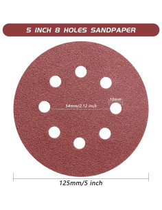Discos de Lijado 110 Piezas 80 Granos ZEHIQ 125mm 8 Agujeros 2
