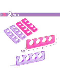 Separadores de Dedos Dr. JK - 2 Pares Gel Rosa y Púrpura 2