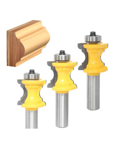 Juego de 3 Fresas de Madera Akylin 1/2" (1.27 cm) Punta Redonda