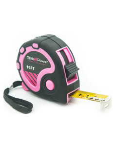 Cinta Métrica Rosa 4.9m Pink Power con Cuchilla Retráctil