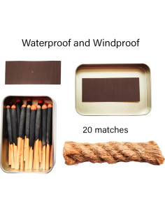 Kit de Supervivencia e Iniciador de Fuego egreen - Cerillas Impermeables, Paracord 5 en 1, Manta Térmica 2