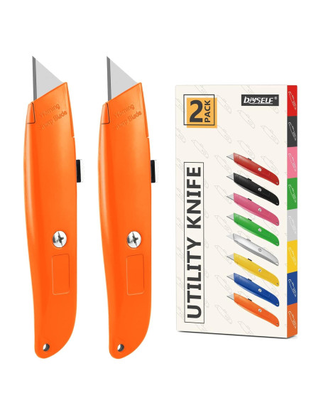 Cuchillo Utilitario Retráctil DIYSELF 2 Pack Naranja 15.24 cm
