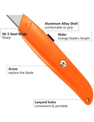 Cuchillo Utilitario Retráctil DIYSELF 2 Pack Naranja 15.24 cm