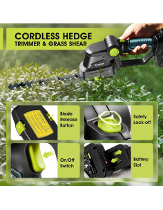 Cortadora de Setos Inalámbrica Saker 20V con Batería 1.77kg 2