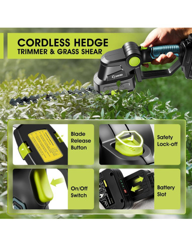 Cortadora de Setos Inalámbrica Saker 20V con Batería 1.77kg