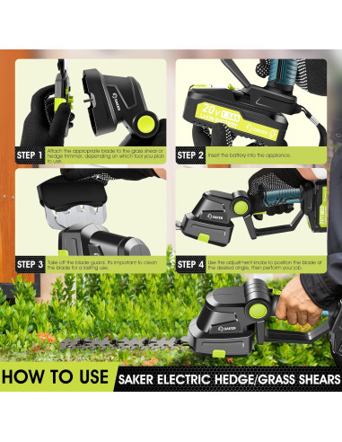 Cortadora de Setos Inalámbrica Saker 20V con Batería 1.77kg