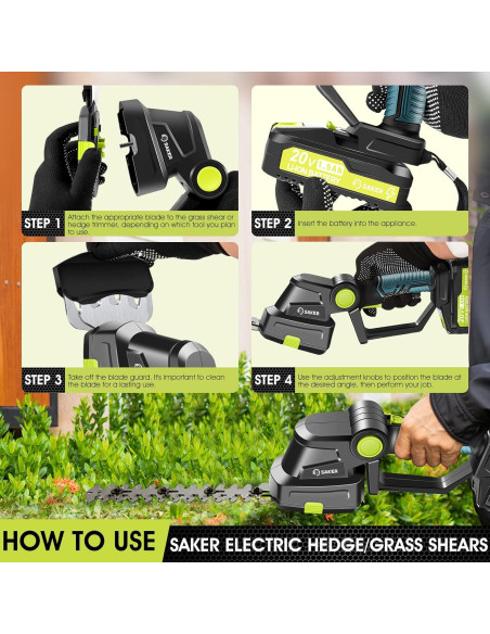 Cortadora de Setos Inalámbrica Saker 20V con Batería 1.77kg