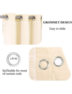 Cortinas Beige Blackout y Sheer SOFJAGETQ 2 Pcs 54" 2