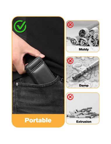 Estuche para Cigarrillos OZCHIN Negro 4 Compartimentos Cuero PU