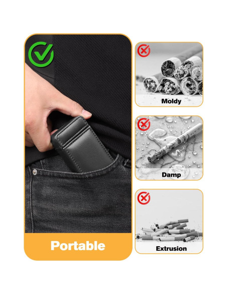 Estuche para Cigarrillos OZCHIN Negro 4 Compartimentos Cuero PU