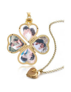 Collar Personalizado Nobelook Corazón 4 Fotos 80 cm Oro