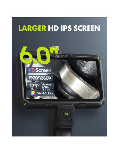 Cámara Endoscópica Anykit 5.03m con Luz y Pantalla IPS 6"