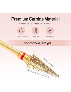 Broca de Uña Profesional MelodySusie Punta Cónica 2.38mm Dorado 2