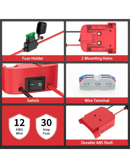 Adaptador de Batería Kzreect 18V para Proyectos RC con Interruptor