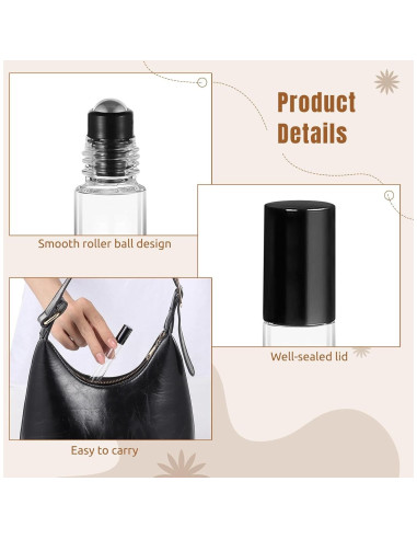 150 Botellas de Aceite Esencial Tideme 10ml Vidrio a Prueba de Fugas