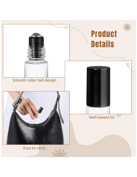 150 Botellas de Aceite Esencial Tideme 10ml Vidrio a Prueba de Fugas