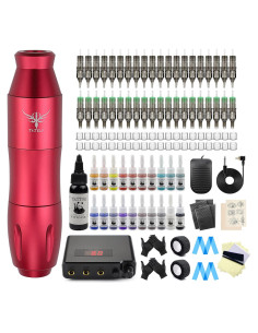 Kit de Tatuaje Completo TATELF con 21 Tintas y 40 Agujas