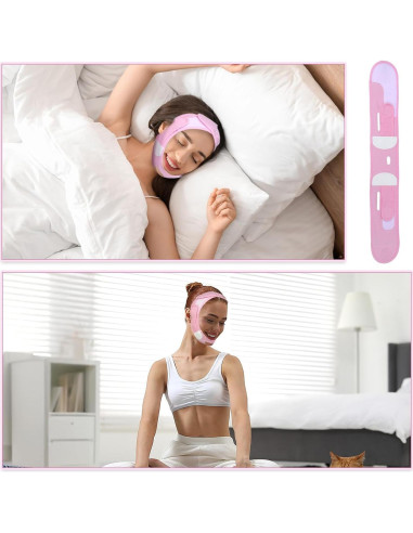 Correa Facial Reutilizable Dimeho Rosa 57x9cm Reductora de Papada