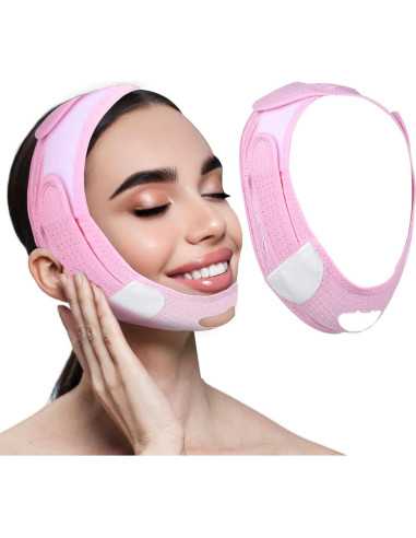 Correa Facial Reutilizable Dimeho Rosa 57x9cm Reductora de Papada