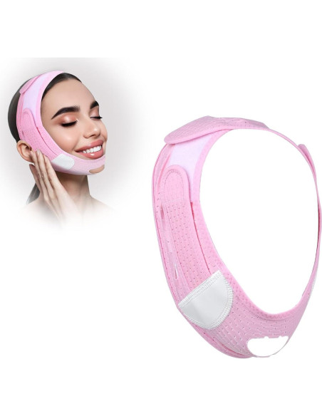 Correa Facial Reutilizable Dimeho Rosa 57x9cm Reductora de Papada