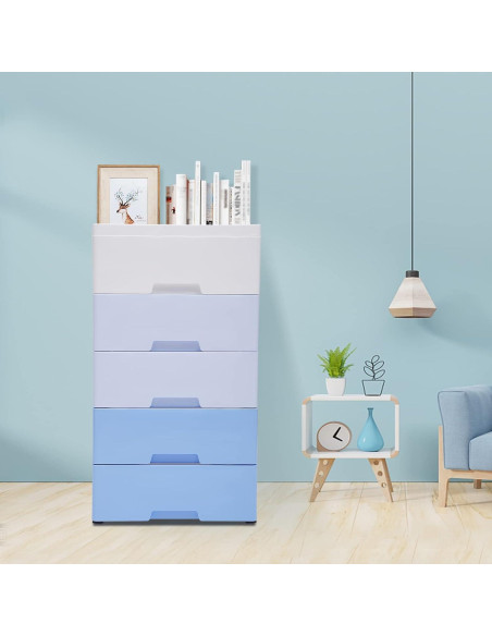 Cómoda de Plástico Lzerahera 5 Cajones Azul Gradiente 80cm