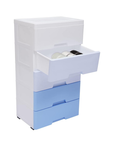 Cómoda de Plástico Lzerahera 5 Cajones Azul Gradiente 80cm