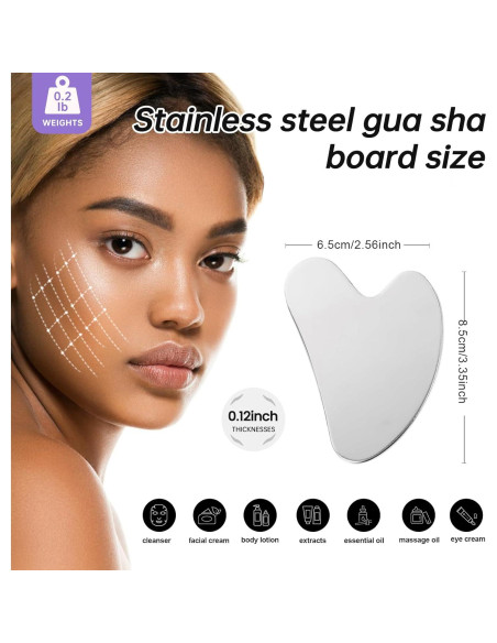 Gua Sha de Acero Inoxidable CUTELIILI - Masaje Facial y Corporal