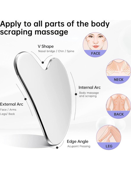 Gua Sha de Acero Inoxidable CUTELIILI - Masaje Facial y Corporal