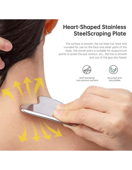 Gua Sha de Acero Inoxidable CUTELIILI - Masaje Facial y Corporal