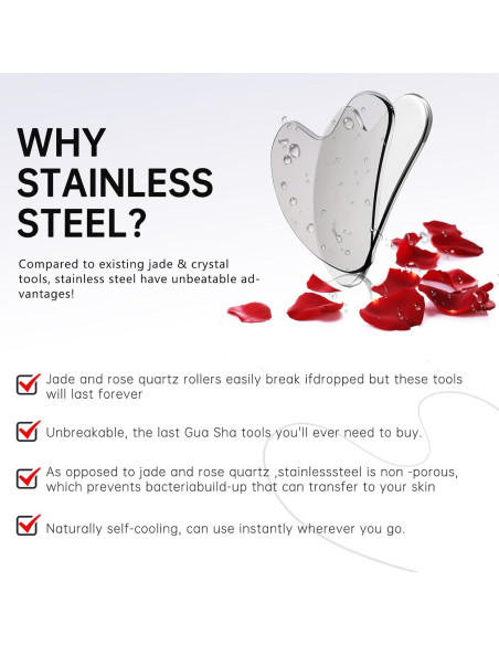 Gua Sha de Acero Inoxidable CUTELIILI - Masaje Facial y Corporal
