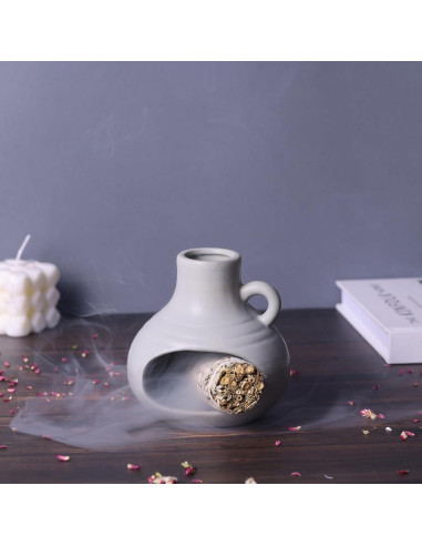 Soporte para Palo Santo y Salvia Cerámica Suruim Gris 12.7cm