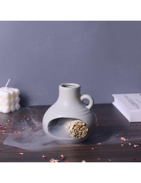 Soporte para Palo Santo y Salvia Cerámica Suruim Gris 12.7cm