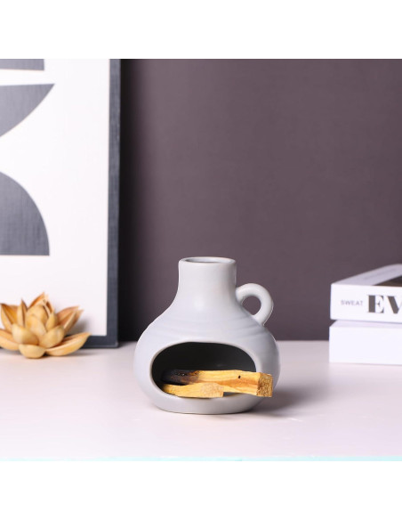 Soporte para Palo Santo y Salvia Cerámica Suruim Gris 12.7cm