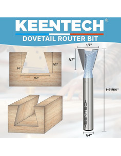 Broca de Router KEENTECH Cola de Milano 14 Grados 6.35 mm 2