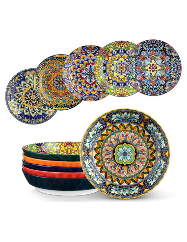 Juego de 6 Cuencos de Cerámica Vancasso 32 oz Estilo Bohemio