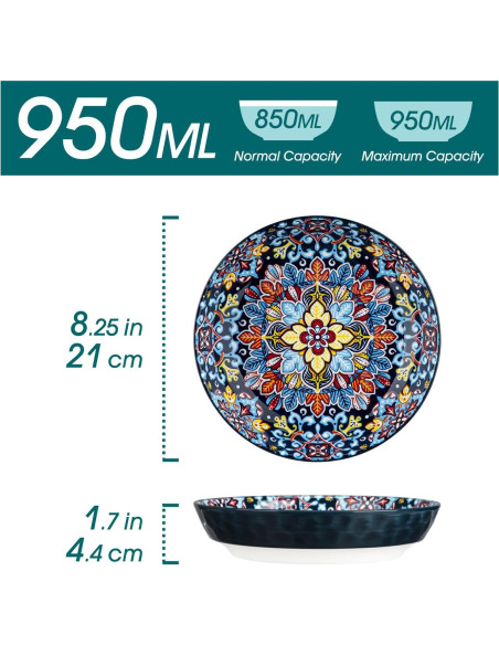 Juego de 6 Cuencos de Cerámica Vancasso 32 oz Estilo Bohemio