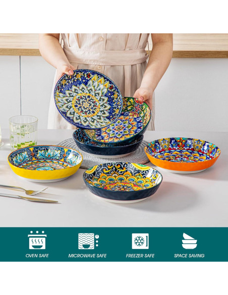 Juego de 6 Cuencos de Cerámica Vancasso 32 oz Estilo Bohemio