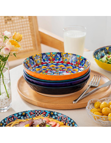 Juego de 6 Cuencos de Cerámica Vancasso 32 oz Estilo Bohemio