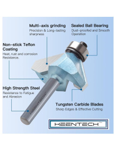 Broca de Router KEENTECH 1/2" Eje 28mm Chaflán 45 28mm 2