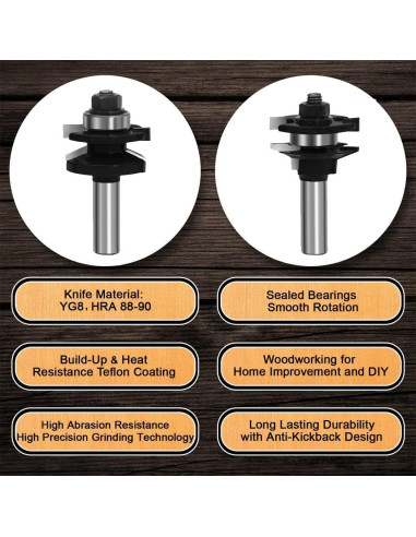 Juego de Brocas de Router LEATBUY 3 PCS 12mm Carburo