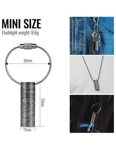 Linterna LED Mini KeyUnity KF00 de Titanio 15 Lúmenes Impermeable