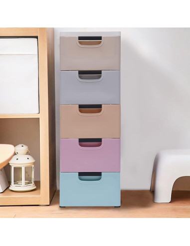 Cajonera Apilable KONGKUNI 5 Cajones Colorida 40x30x84cm